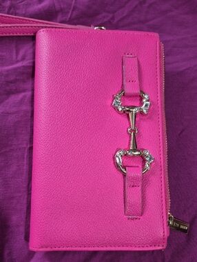 Anne Klein Hot Pink and Tan Wallet Clutch